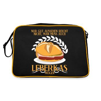 Leberkäse Spruch Fleischkas Leberkas - Retro Tasche - Schwarz/Gold - Hinten