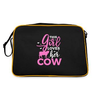 Kuh - Retro Tasche - Schwarz/Gold - Hinten