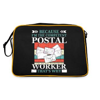 Ich bin der kompetente Postangestellte Briefträger - Retro Tasche - Schwarz/Gold - Hinten