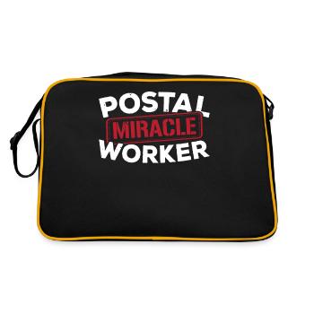 Postwunder Arbeiter Briefträger Briefträger Job - Retro Tasche - Schwarz/Gold - Hinten