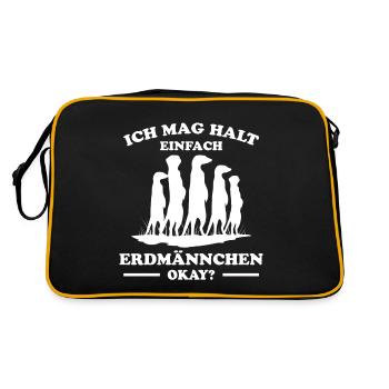 Erdmännchen Lustige Spruch Tier Mangusten Geschenk - Retro Tasche - Schwarz/Gold - Hinten