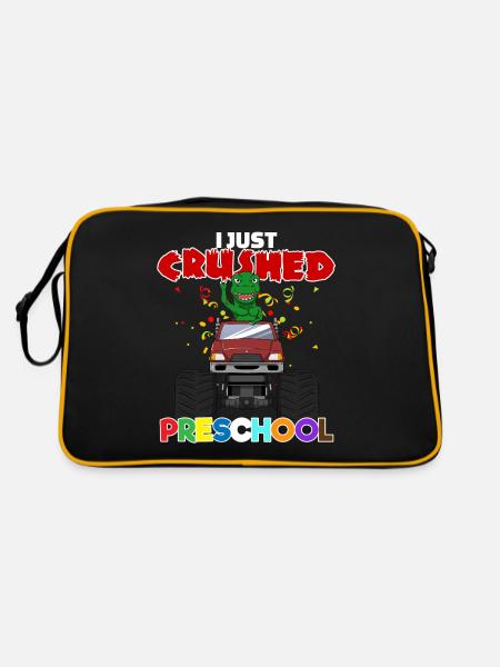 Monster Truck Dinosaur Preschool I Gift - Retro Bag - black/gold - Back