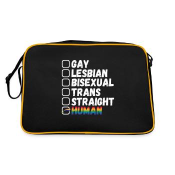 LGBTQ Pride Regenbogen wir sind alles Menschen - Retro Tasche - Schwarz/Gold - Hinten