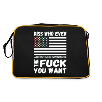 LGBTQ Pride küsse, wen immer du willst - Retro Tasche - Schwarz/Gold - Hinten