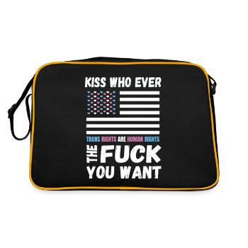 LGBTQ Pride küsse, wen immer du willst - Retro Tasche - Schwarz/Gold - Hinten