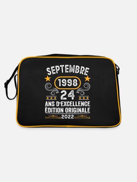 Septembre 1998 24 Ans Anniversaire Idée Cadeau - Sac Retro - noir/or