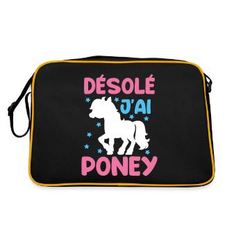 Cheval Poney Équitation Anniversaire Licorne Pony - Sac Retro - noir/or - Dos