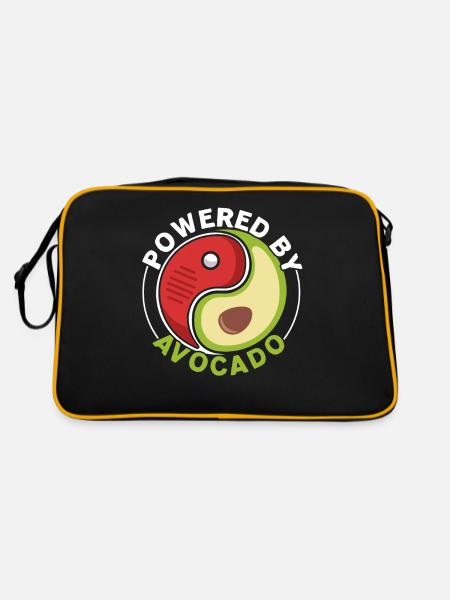 Angetrieben von Avocado Guac Guacamole Avocado-Lie - Retro Tasche - Schwarz/Gold - Hinten