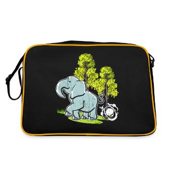 Elephant Lovers Wildlife Animal Safari Zookeeper - Retro Bag - black/gold - Back