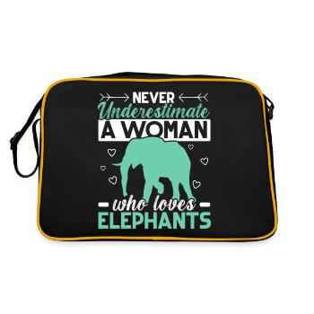 A woman who loves elephants Wildlife Animal Saf - Retro Bag - black/gold - Back