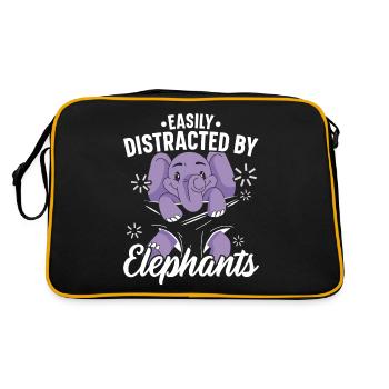 Easily distracted by Elephant Wildlife Animal - Retro Bag - black/gold - Back