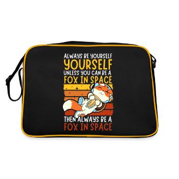Always Be yourself - Fuchs Astronaut im Weltall - Retro Tasche - Schwarz/Gold - Hinten