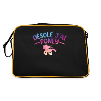 Cheval Poney Équitation Anniversaire Licorne Pony - Sac Retro - noir/or - Dos