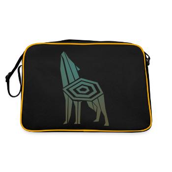 Wolf Odins Valhalla Wikinger Wölfe - Retro Tasche - Schwarz/Gold - Hinten