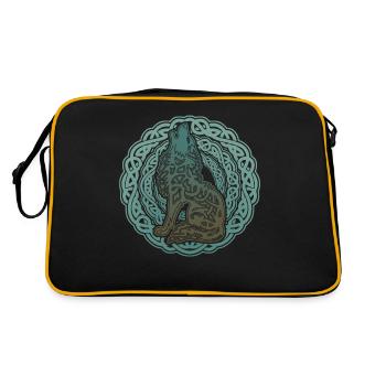 Wolf Odins Wikinger Wölfe Valhalla - Retro Tasche - Schwarz/Gold - Hinten
