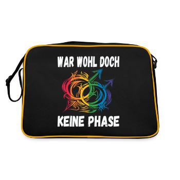 LGBTQ Pride Regenbogen War Wohl Doch Keine Phase - Retro Tasche - Schwarz/Gold - Hinten