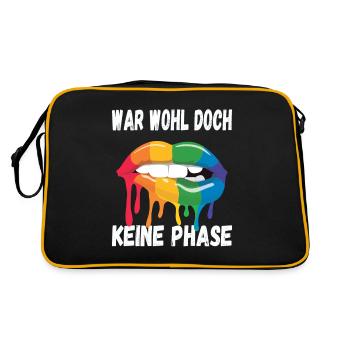 LGBTQ Pride Regenbogen War Wohl Doch Keine Phase - Retro Tasche - Schwarz/Gold - Hinten