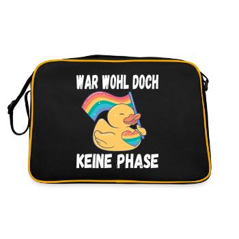 LGBTQ Pride Regenbogen War Wohl Doch Keine Phase - Retro Tasche - Schwarz/Gold - Hinten