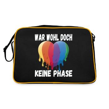 LGBTQ Pride Regenbogen War Wohl Doch Keine Phase - Retro Tasche - Schwarz/Gold - Hinten