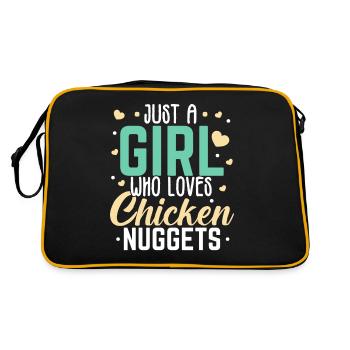 Nur ein Mädchen das Chicken Nuggets liebt Nug Nugg - Retro Tasche - Schwarz/Gold - Hinten