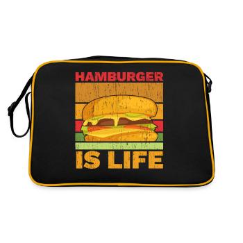 Hamburger ist Leben Burger-Esser Lebensmittel-Lieb - Sac Retro - noir/or - Dos