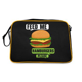 Please feed me Hamburgers Burger Eater Foo - Retro Bag - black/gold - Back