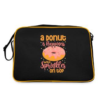 Donut Süssigkeiten Donuts Essen Bäcker Geschenk - Retro Tasche - Schwarz/Gold - Hinten
