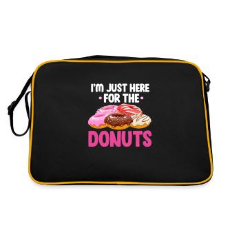Donut Süssigkeiten Donuts Essen Bäcker Geschenk - Retro Tasche - Schwarz/Gold - Hinten
