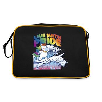 LGBTQ Pride Regenbogen Live with Pride - Retro Tasche - Schwarz/Gold - Hinten