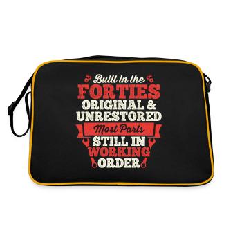 Gebaut in den 40er Jahren Geburtstag Männer Frauen Gebaut in der - Retro Tasche - Schwarz/Gold - Hinten