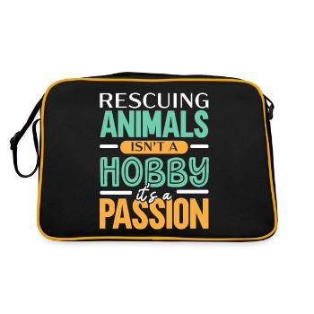 Tiere zu retten ist kein Hobby, sondern eine Passi - Retro Tasche - Schwarz/Gold - Hinten