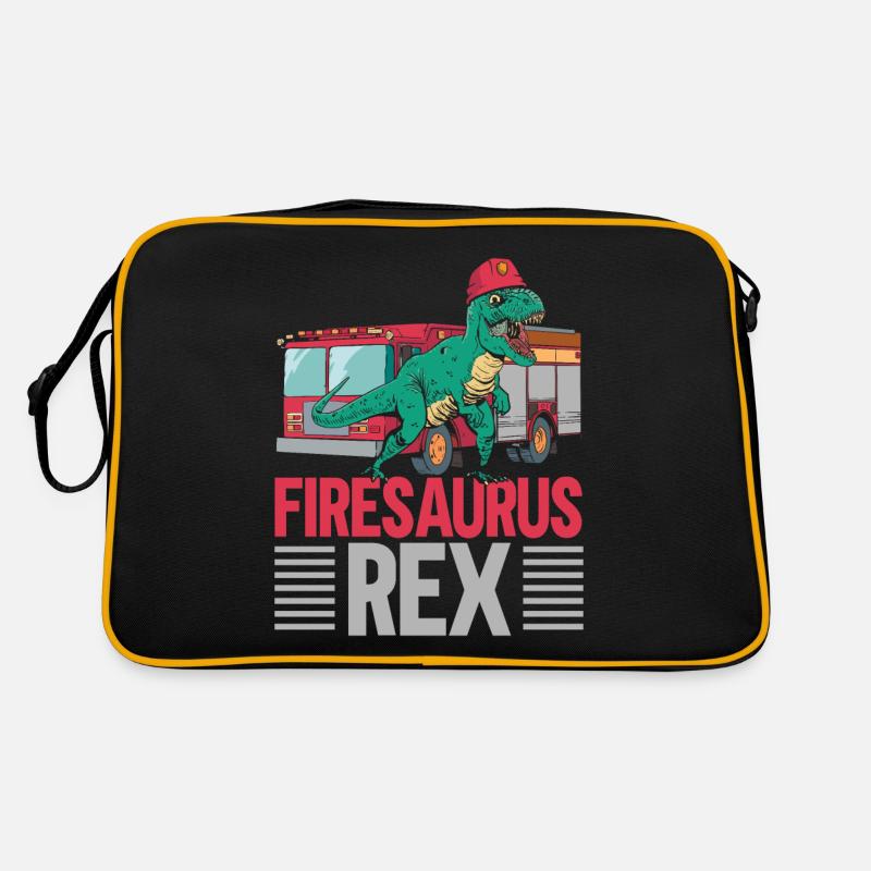 Firesaurus Rex Pompier Pompier Dinosau - Sac Retro - noir/or