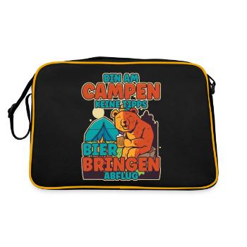 Bin am Campen keine Tipps Bier bringen Abflug Zelt - Retro Tasche - Schwarz/Gold - Hinten