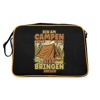 Bin am Campen keine Tipps Bier bringen Abflug Zelt - Retro Tasche - Schwarz/Gold - Hinten