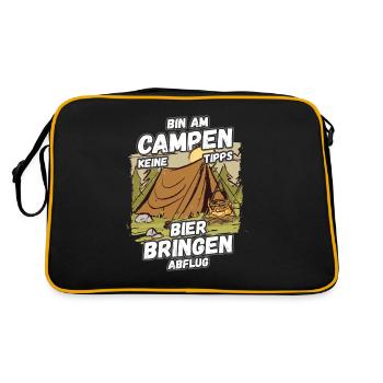 Bin am Campen keine Tipps Bier bringen Abflug Zelt - Retro Tasche - Schwarz/Gold - Hinten