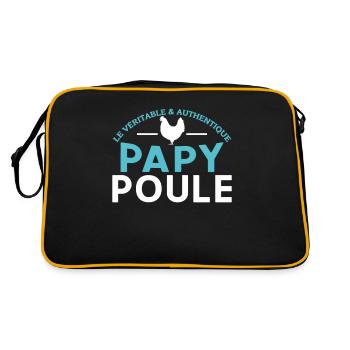 Papy Poule Cadeau Humour Anniversaire Cadeaux Cool - Sac Retro - noir/or - Dos