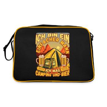 Ich Bin Ein Einfacher Mann Ich Mag Camping Bier - Retro Tasche - Schwarz/Gold - Hinten