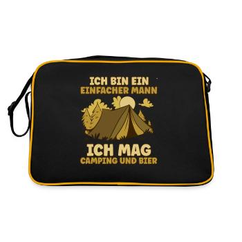 Ich Bin Ein Einfacher Mann Ich Mag Camping Bier - Retro Tasche - Schwarz/Gold - Hinten