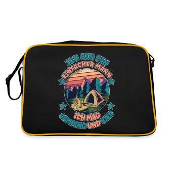 Ich Bin Ein Einfacher Mann Ich Mag Camping Bier - Retro Tasche - Schwarz/Gold - Hinten