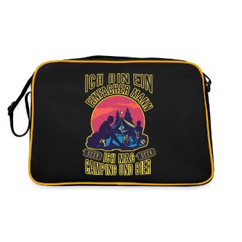 Ich Bin Ein Einfacher Mann Ich Mag Camping Bier - Retro Tasche - Schwarz/Gold - Hinten