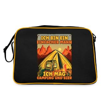 Ich Bin Ein Einfacher Mann Ich Mag Camping Bier - Retro Tasche - Schwarz/Gold - Hinten