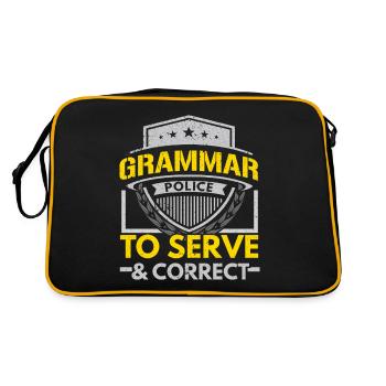 Grammatik-Polizei zu dienen und zu korrigieren Eng - Retro Tasche - Schwarz/Gold - Hinten