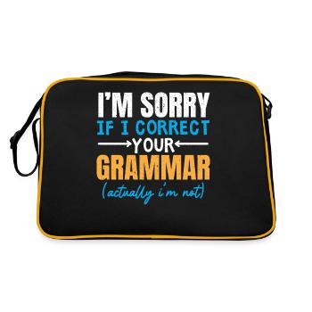 Es tut mir leid, wenn ich Ihre Grammatikpolizei ko - Retro Tasche - Schwarz/Gold - Hinten