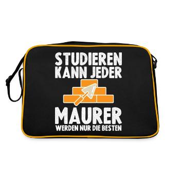 Studieren kann jeder Maurer werden nur die Besten - Retro Tasche - Schwarz/Gold - Hinten
