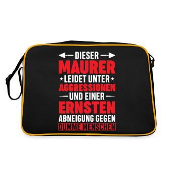 Maurer Lustiger Spruch - Retro Tasche - Schwarz/Gold - Hinten
