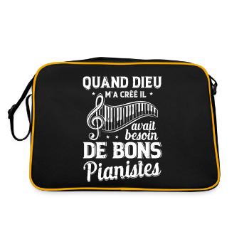 Bon Pianiste Musique Piano Idée Cadeau Clavier - Sac Retro - noir/or - Dos