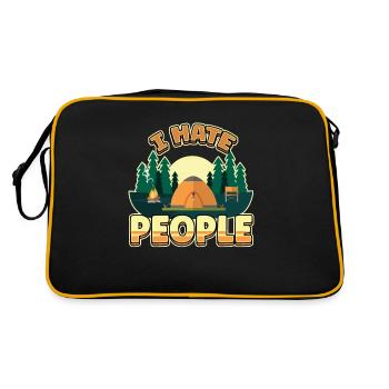 I hate people camping colorful tents campfire - Retro Bag - black/gold - Back
