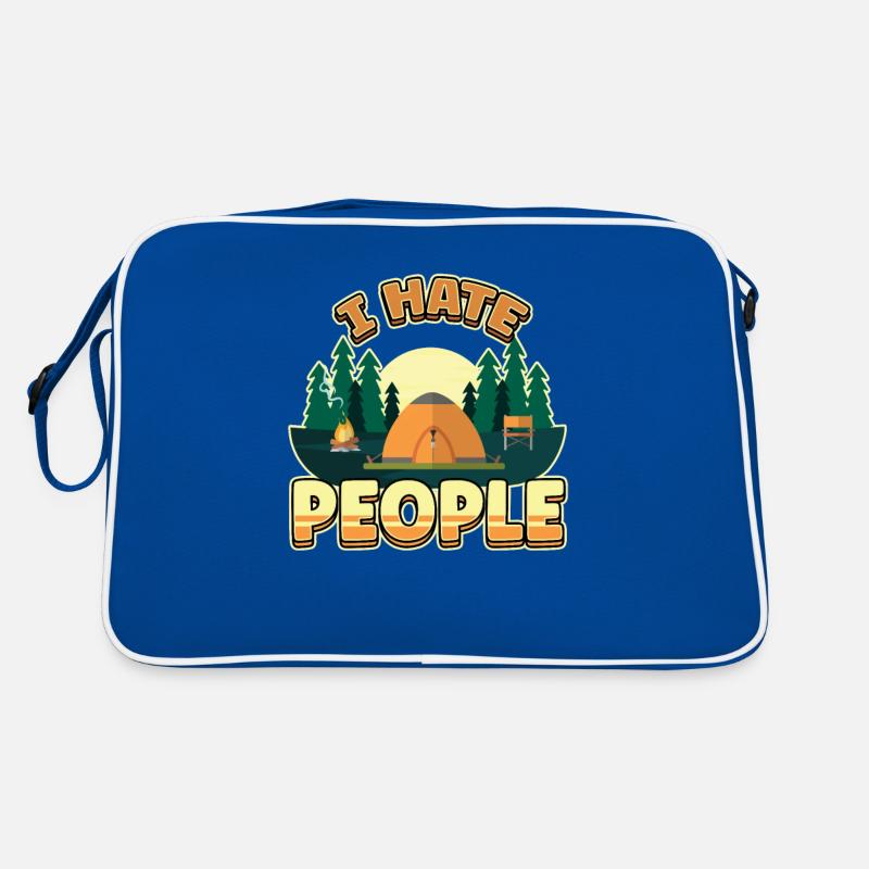 I hate people camping colorful tents campfire Retro Bag