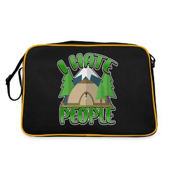 I hate people camping colorful tents campfire - Retro Bag - black/gold - Back