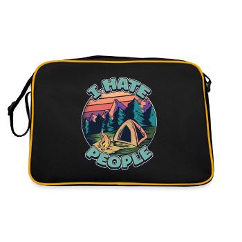 I hate people camping colorful tents campfire - Retro Bag - black/gold - Back